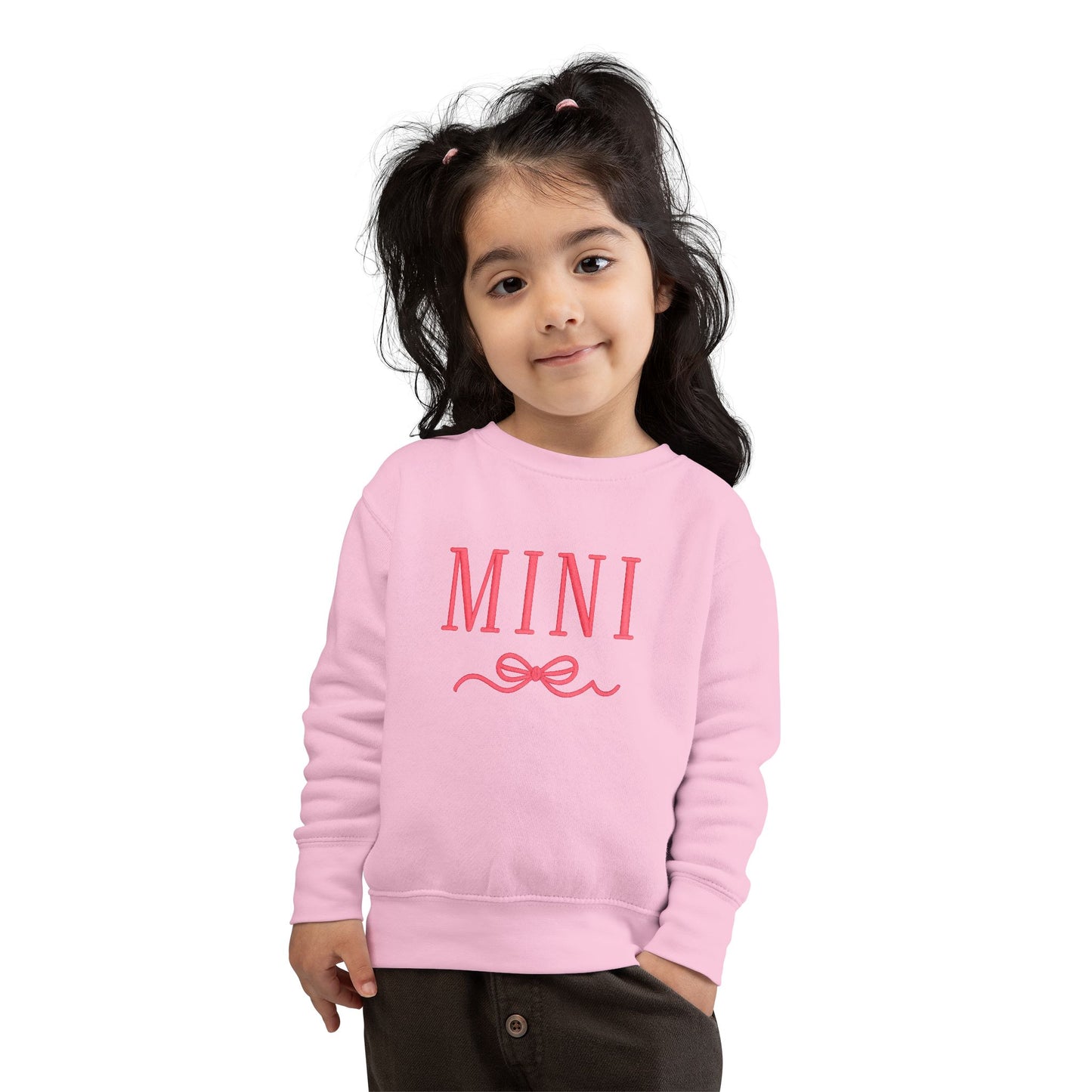 Mini Toddler Sweatshirt - Pink 'MINI' Bow Graphic