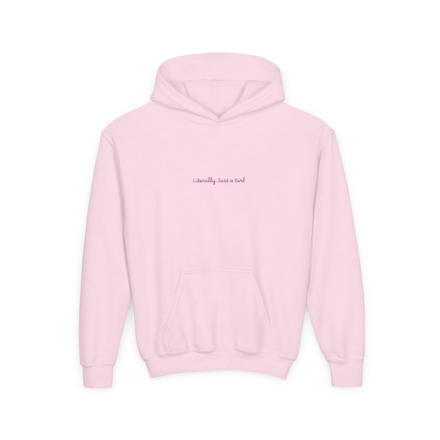 Youth Hoodie — Minimal "Literally Just a Girl" Cute Graphic Sweatshirt
