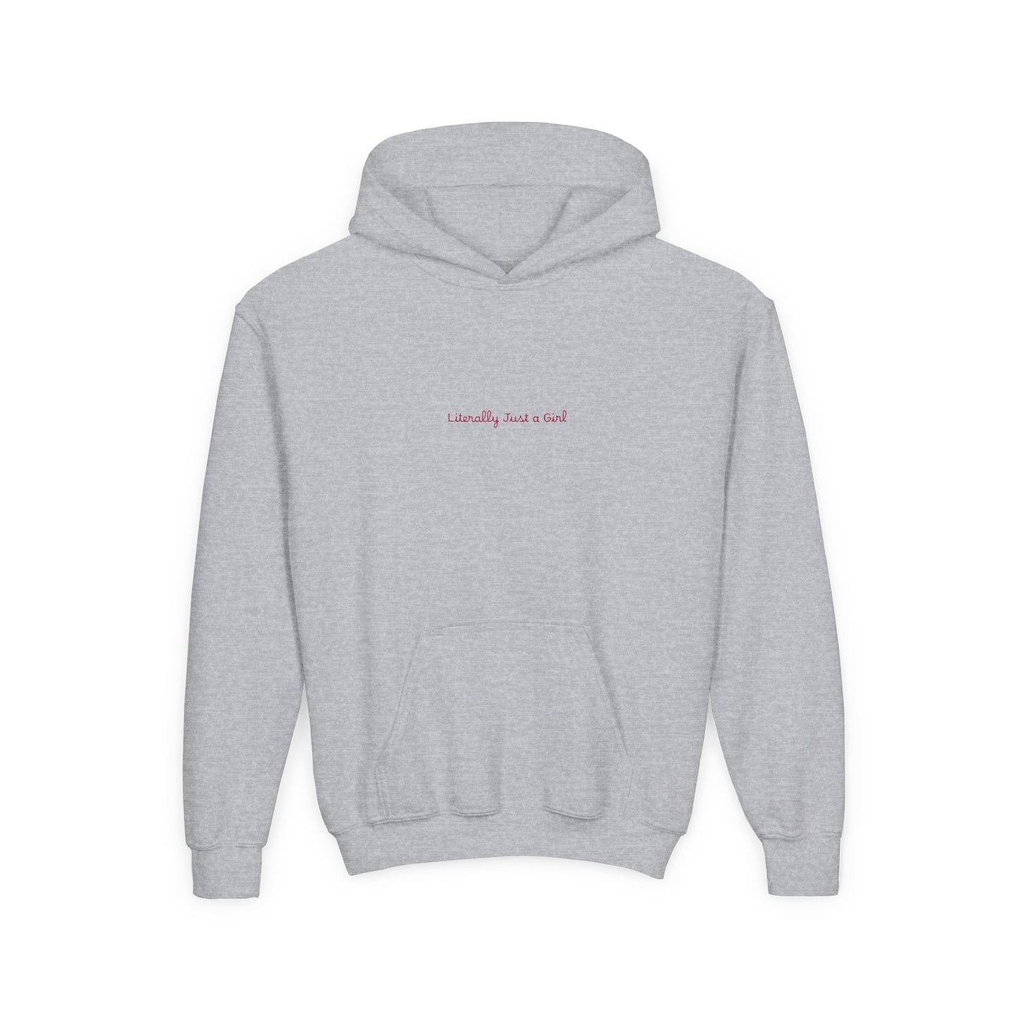 Youth Hoodie — Minimal "Literally Just a Girl" Cute Graphic Sweatshirt