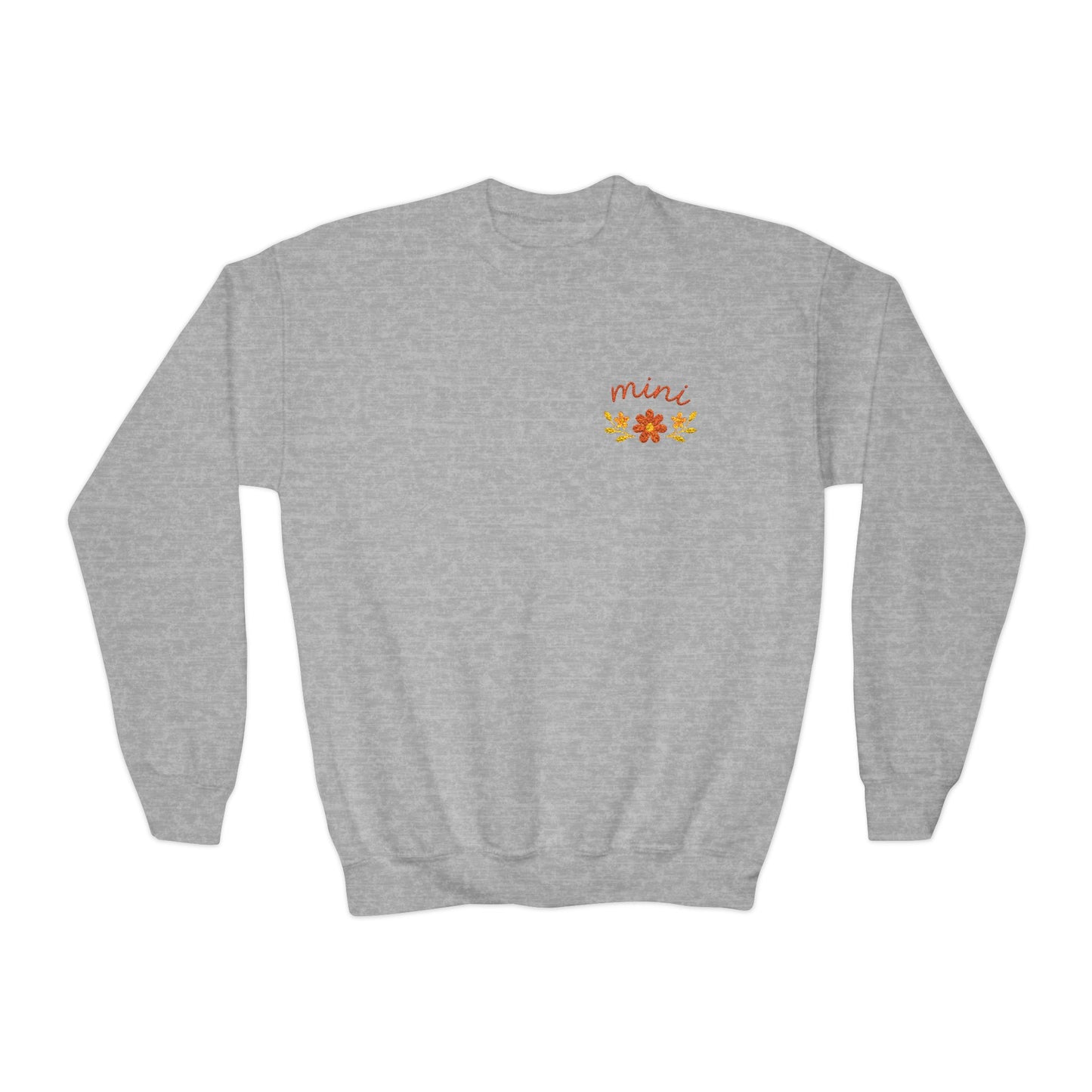 Mini Floral Crewneck Sweatshirt — Floral Chest Print, Cute Kids Pullover