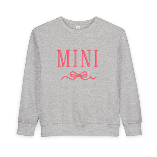 Mini Toddler Sweatshirt - Pink 'MINI' Bow Graphic