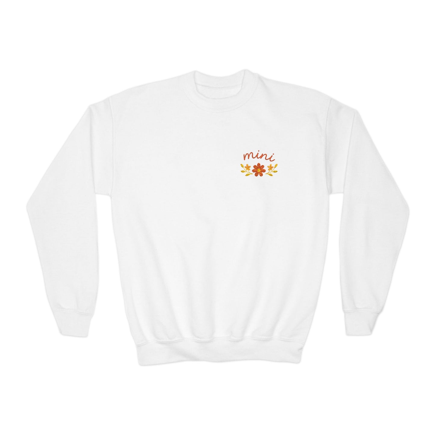 Mini Floral Crewneck Sweatshirt — Floral Chest Print, Cute Kids Pullover