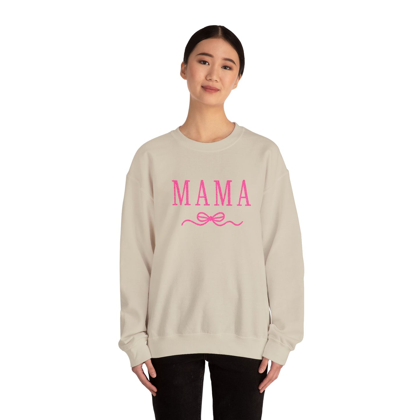 Mama Crewneck Sweatshirt — Pink Script "MAMA" Graphic | Mother’s Day Gift